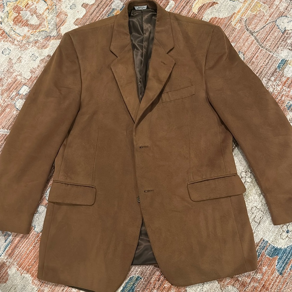 Ralph Lauren (Chaps) Brown Faux Suede Two Button Sport Jacket - Picture 3 of 12